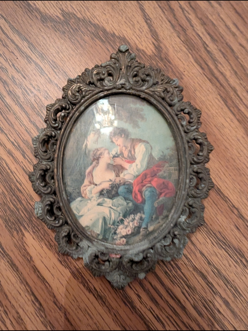 Ornate Italian Vintage Oval Decorative Wall Frame in Bronze Finish